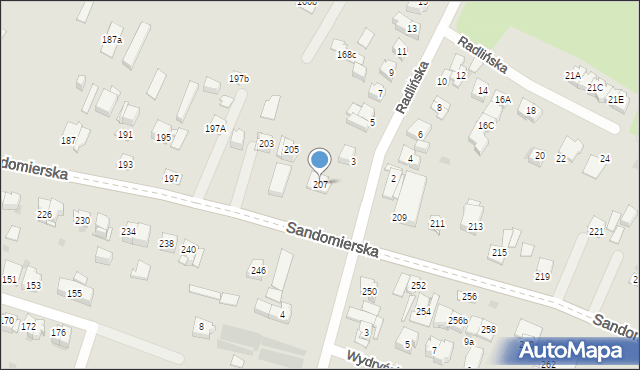 Kielce, Sandomierska, 207, mapa Kielc