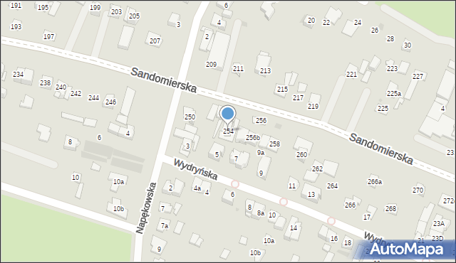 Kielce, Sandomierska, 254, mapa Kielc