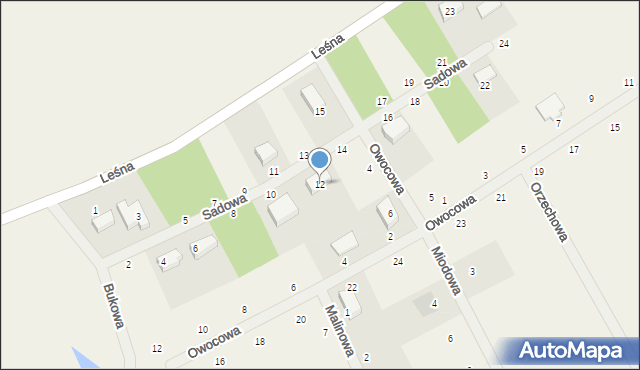 Kielno, Sadowa, 12, mapa Kielno