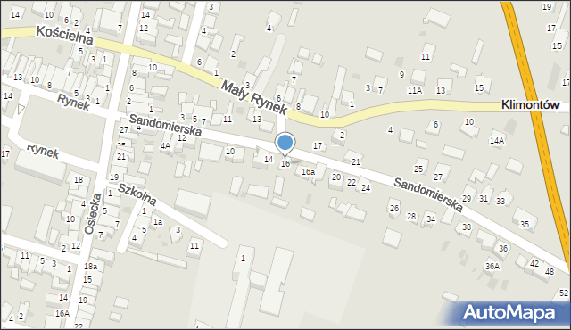 Klimontów, Sandomierska, 16, mapa Klimontów