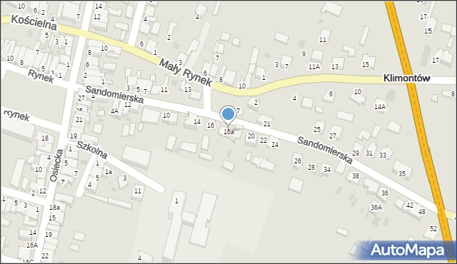Klimontów, Sandomierska, 16a, mapa Klimontów