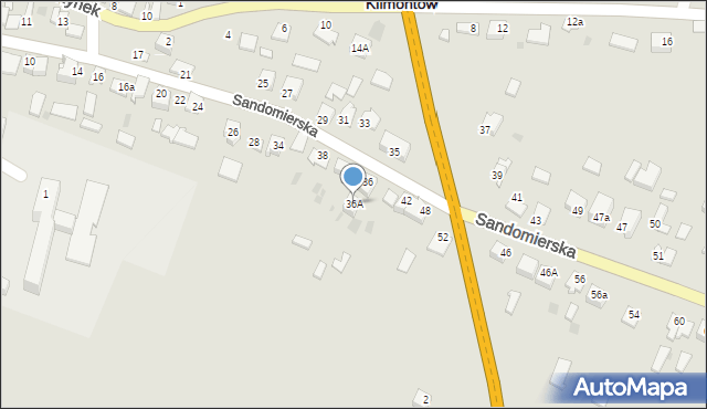 Klimontów, Sandomierska, 36A, mapa Klimontów