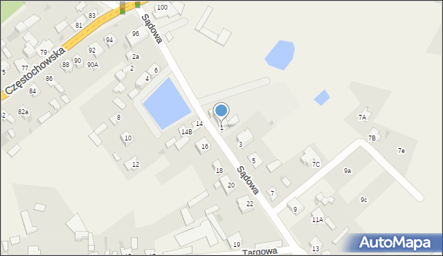 Kłomnice, Sądowa, 1, mapa Kłomnice