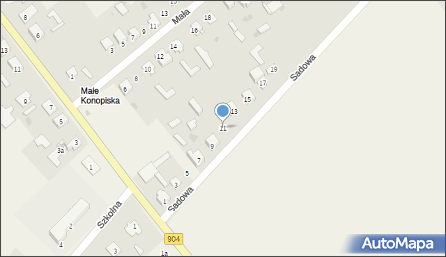 Konopiska, Sadowa, 11, mapa Konopiska
