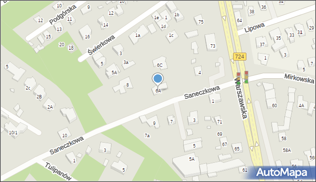 Konstancin-Jeziorna, Saneczkowa, 6A, mapa Konstancin-Jeziorna