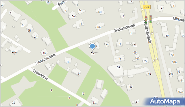 Konstancin-Jeziorna, Saneczkowa, 7a, mapa Konstancin-Jeziorna