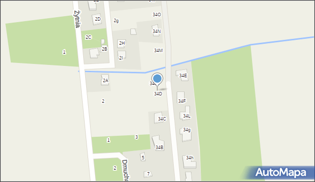 Kosów, Sadowa, 34da, mapa Kosów