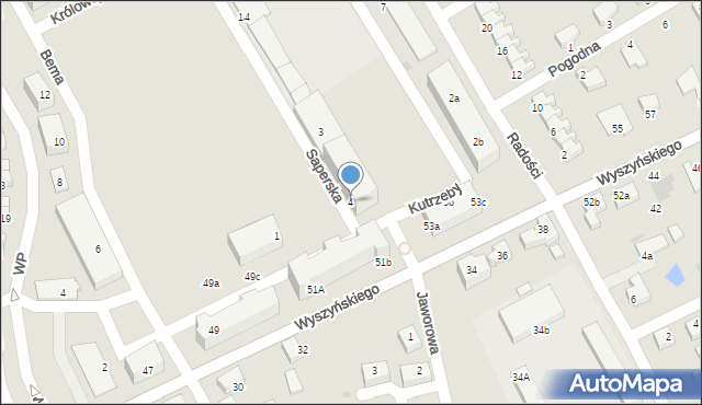 Kostrzyn nad Odrą, Saperska, 4, mapa Kostrzyn nad Odrą