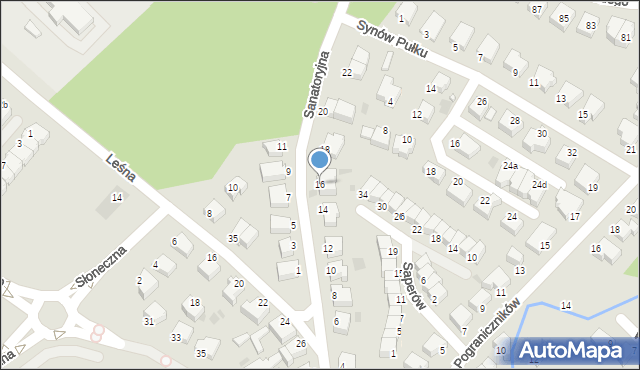 Koszalin, Sanatoryjna, 16, mapa Koszalina