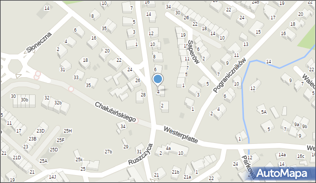 Koszalin, Sanatoryjna, 4, mapa Koszalina