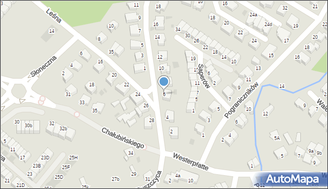 Koszalin, Sanatoryjna, 6, mapa Koszalina