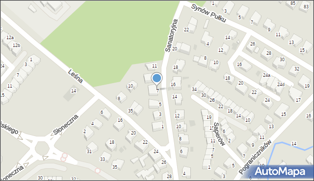 Koszalin, Sanatoryjna, 7, mapa Koszalina