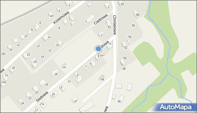 Kozy, Sadowa, 3, mapa Kozy