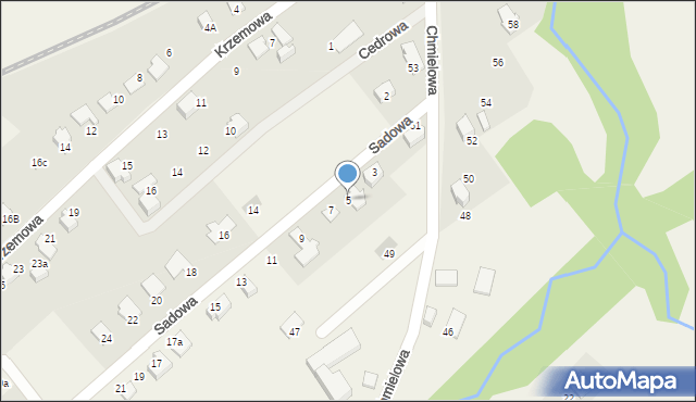 Kozy, Sadowa, 5, mapa Kozy