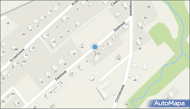Kozy, Sadowa, 9, mapa Kozy