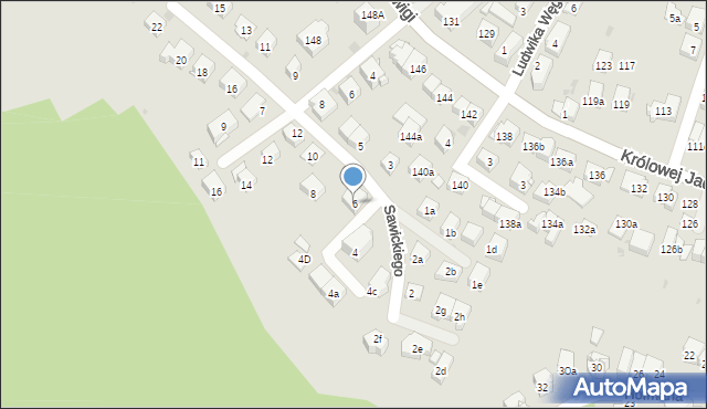 Kraków, Sawickiego Jana, 6, mapa Krakowa