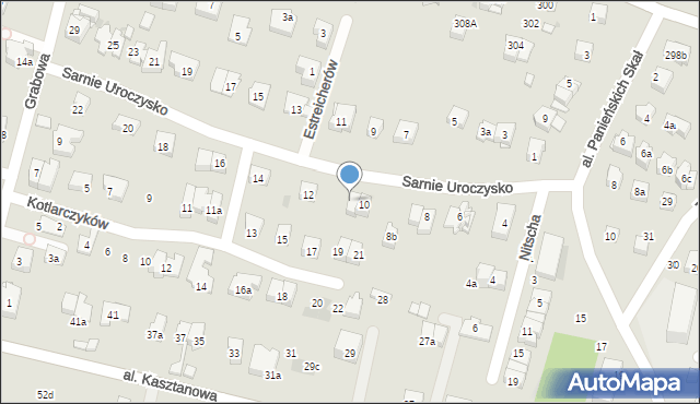 Kraków, Sarnie Uroczysko, 10a, mapa Krakowa