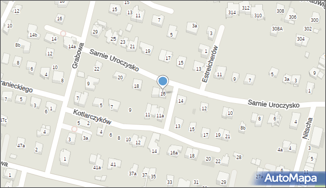 Kraków, Sarnie Uroczysko, 16, mapa Krakowa