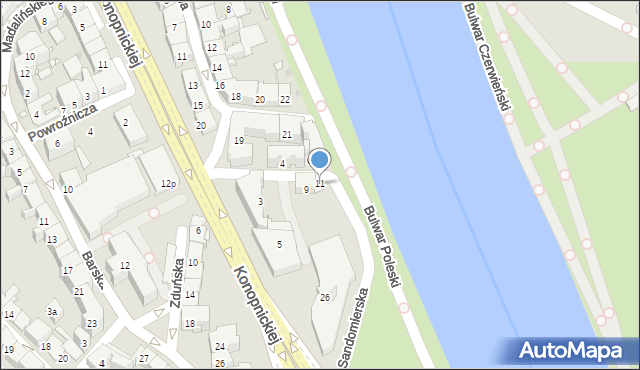 Kraków, Sandomierska, 11, mapa Krakowa