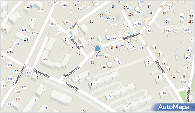 Kraków, Sąsiedzka, 14, mapa Krakowa