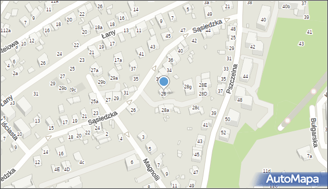 Kraków, Sąsiedzka, 28, mapa Krakowa