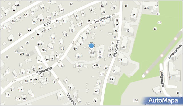 Kraków, Sąsiedzka, 28g, mapa Krakowa