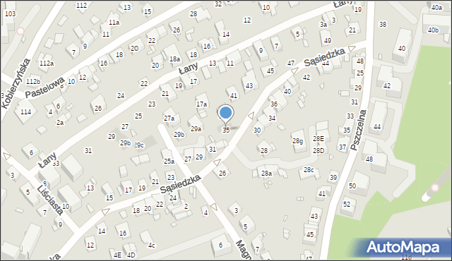 Kraków, Sąsiedzka, 35, mapa Krakowa