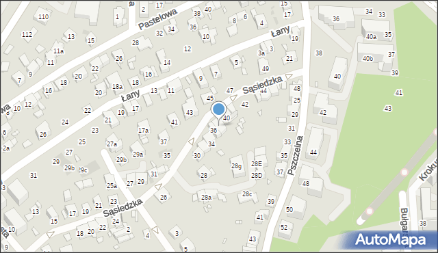 Kraków, Sąsiedzka, 38, mapa Krakowa