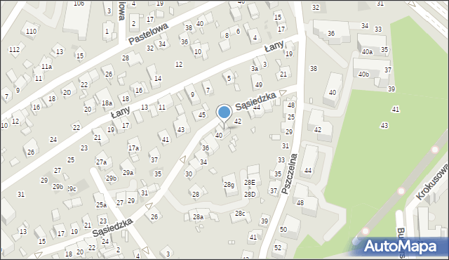 Kraków, Sąsiedzka, 40a, mapa Krakowa