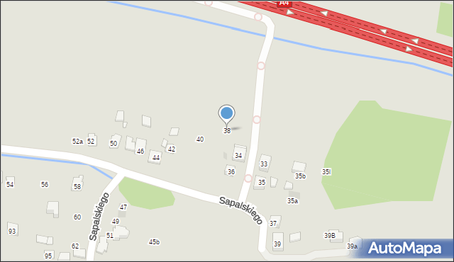 Kraków, Sapalskiego Franciszka, 38, mapa Krakowa