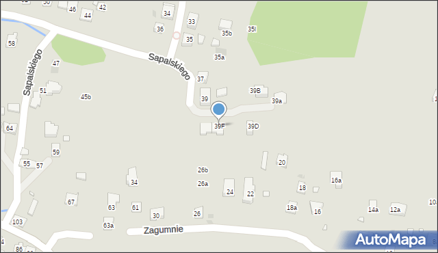 Kraków, Sapalskiego Franciszka, 39F, mapa Krakowa