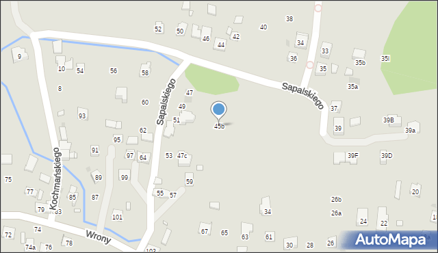 Kraków, Sapalskiego Franciszka, 45b, mapa Krakowa