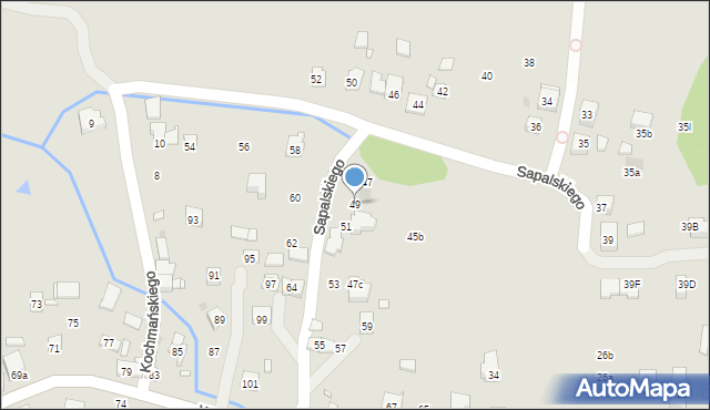 Kraków, Sapalskiego Franciszka, 49, mapa Krakowa