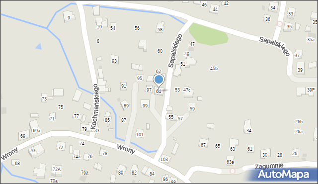 Kraków, Sapalskiego Franciszka, 64, mapa Krakowa