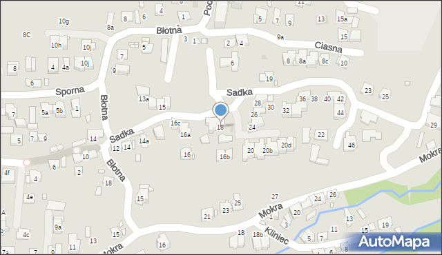 Kraków, Sadka, 18, mapa Krakowa