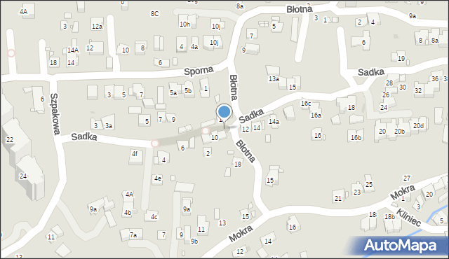 Kraków, Sadka, 1o, mapa Krakowa