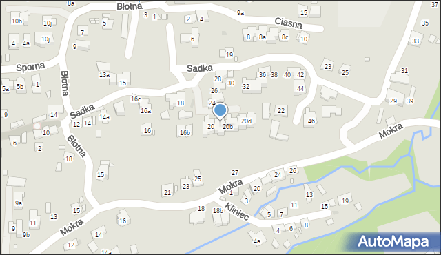 Kraków, Sadka, 20a, mapa Krakowa