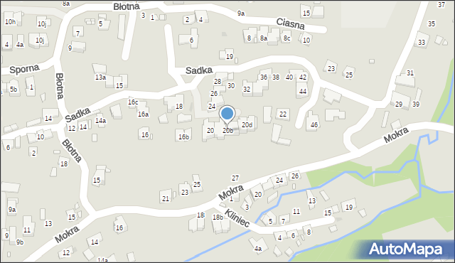 Kraków, Sadka, 20b, mapa Krakowa
