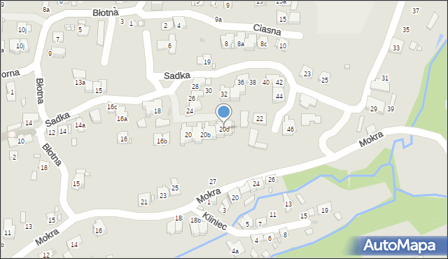 Kraków, Sadka, 20d, mapa Krakowa