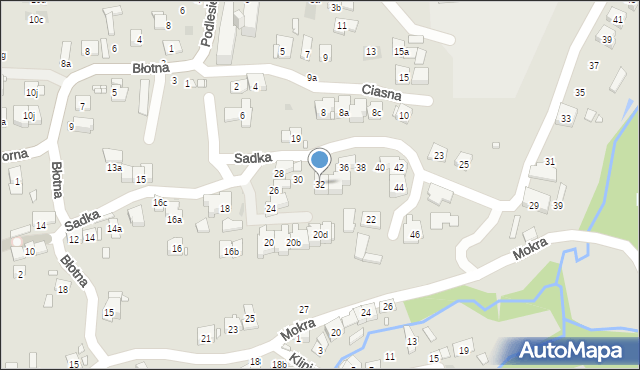 Kraków, Sadka, 32, mapa Krakowa