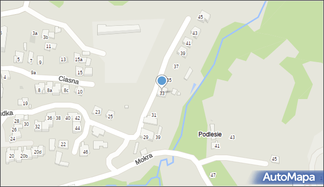 Kraków, Sadka, 33, mapa Krakowa