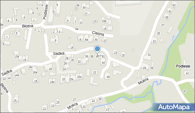 Kraków, Sadka, 40, mapa Krakowa