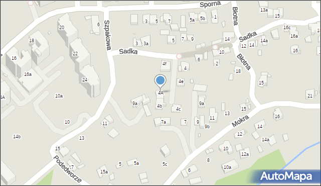 Kraków, Sadka, 4A, mapa Krakowa