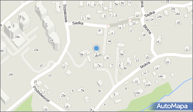 Kraków, Sadka, 4b, mapa Krakowa