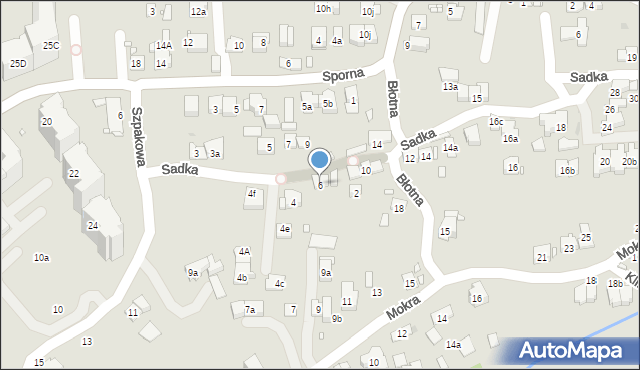 Kraków, Sadka, 6, mapa Krakowa