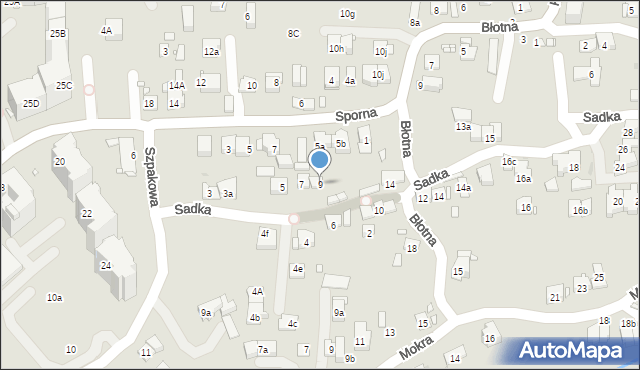 Kraków, Sadka, 9, mapa Krakowa