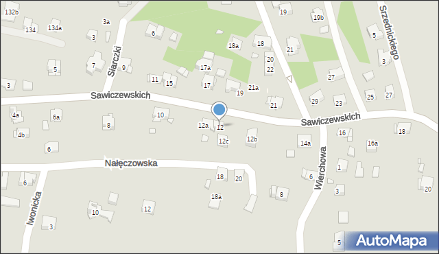 Kraków, Sawiczewskich Józefa i Floriana, 12, mapa Krakowa