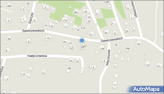 Kraków, Sawiczewskich Józefa i Floriana, 12b, mapa Krakowa