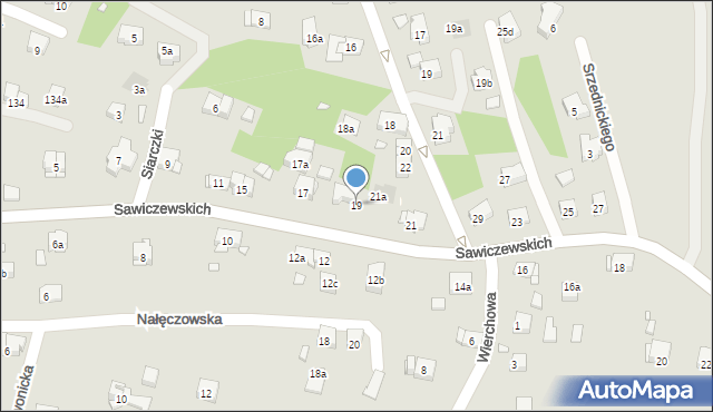 Kraków, Sawiczewskich Józefa i Floriana, 19, mapa Krakowa