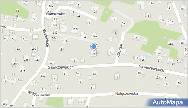 Kraków, Sawiczewskich Józefa i Floriana, 5, mapa Krakowa